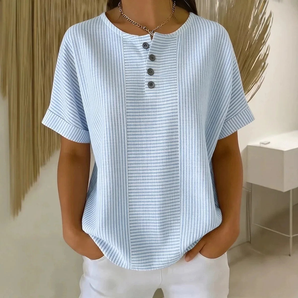 Delicate Stripes | Blouse White Size M Cotton Blend 0