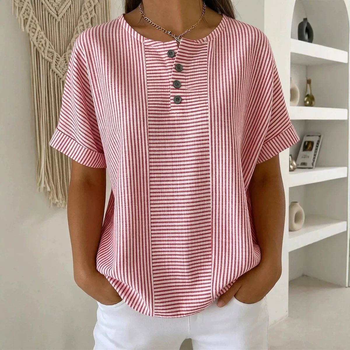 Delicate Stripes | Blouse White Size M Cotton Blend 1