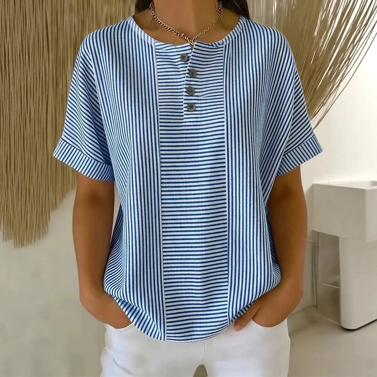Delicate Stripes | Blouse White Size M Cotton Blend 2