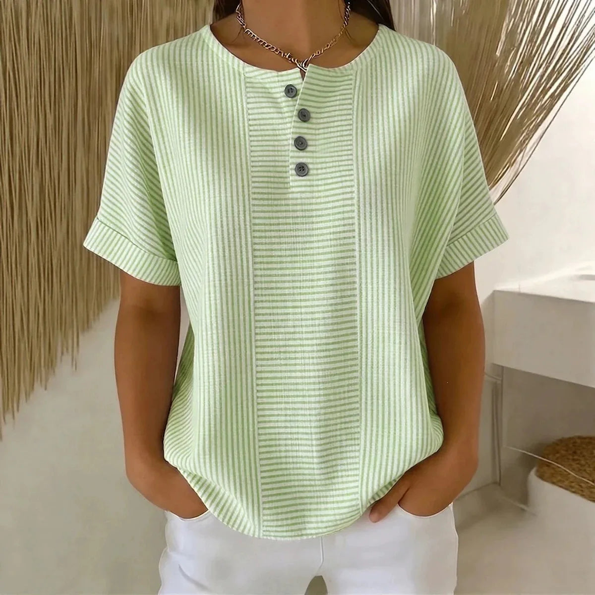 Delicate Stripes | Blouse White Size M Cotton Blend 3