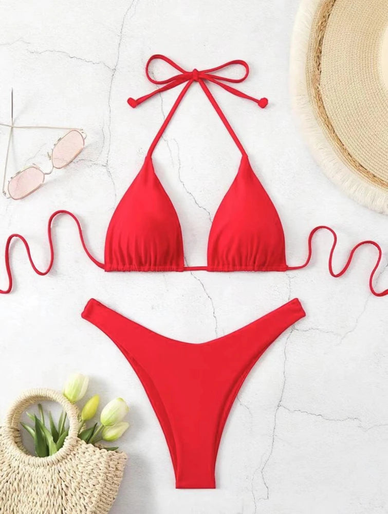 Double Fabric Bikini Set | Women's Thong Swimsuit 12