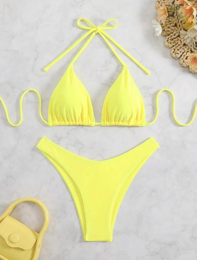 Double Fabric Bikini Set | Women's Thong Swimsuit 14