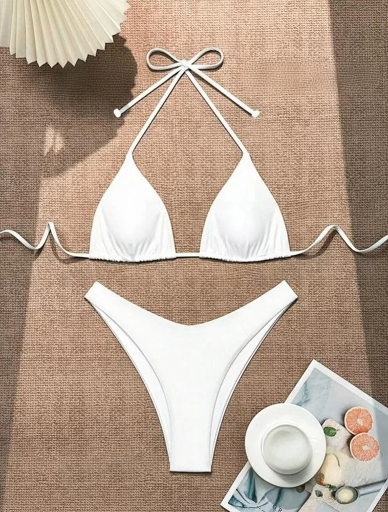 Double Fabric Bikini Set | Women's Thong Swimsuit 9