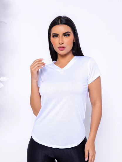 Dry Fit V-Neck T-Shirt Navy Blue Size M Polyester Elastane 12