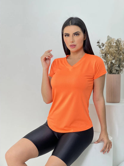 Dry Fit V-Neck T-Shirt Navy Blue Size M Polyester Elastane 13