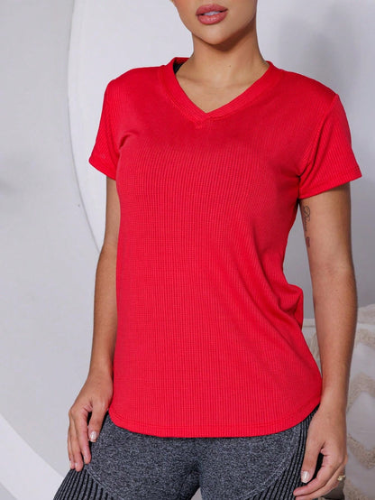 Dry Fit V-Neck T-Shirt Navy Blue Size M Polyester Elastane 15