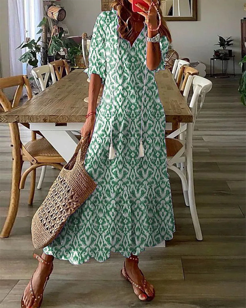 ELIORA | Bohemian V-Neck Maxi Dress 1