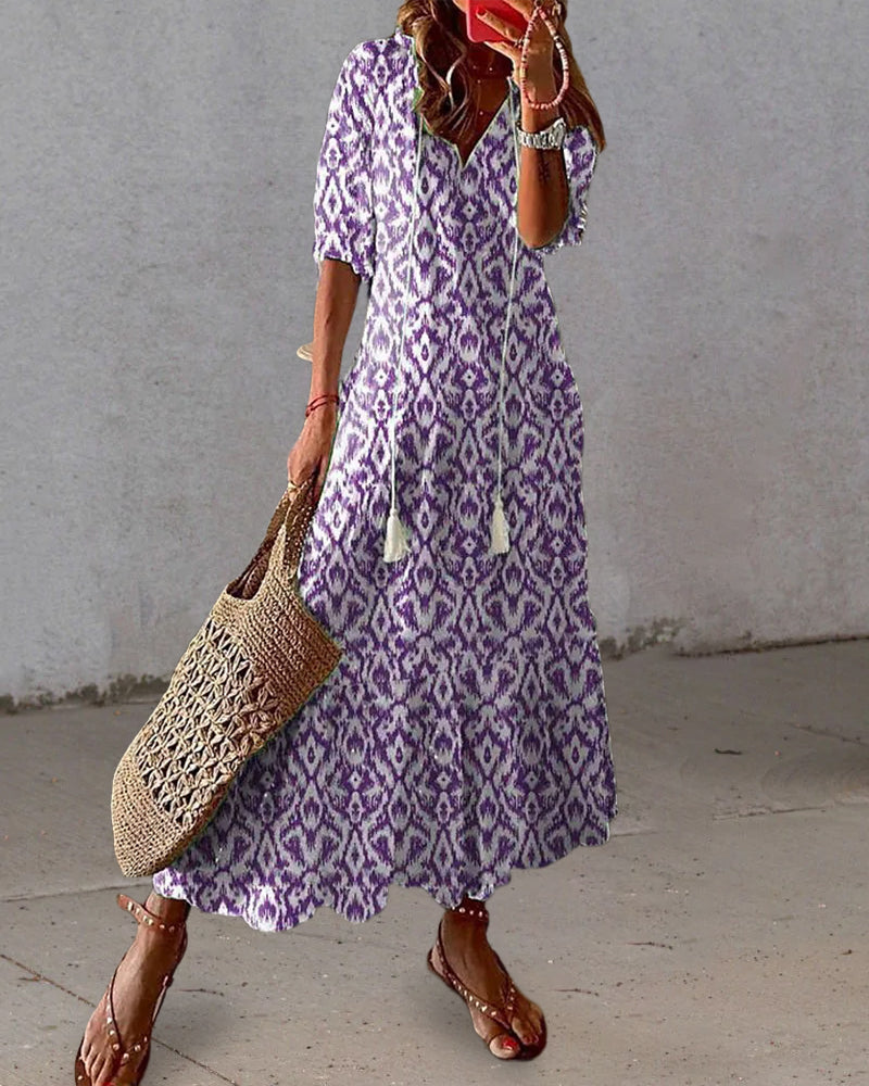 ELIORA | Bohemian V-Neck Maxi Dress 2