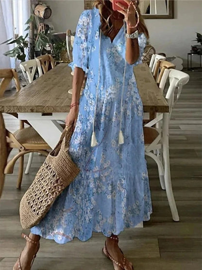 ELIORA | Bohemian V-Neck Maxi Dress 4