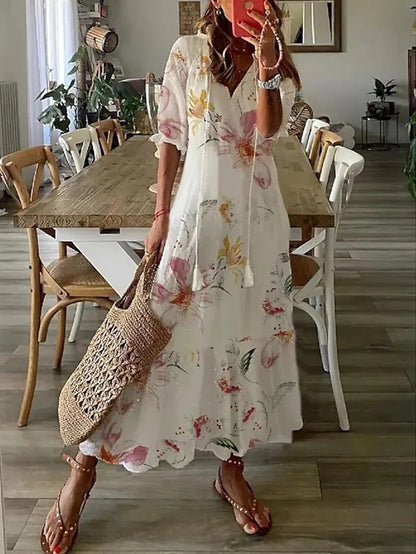 ELIORA | Bohemian V-Neck Maxi Dress 5