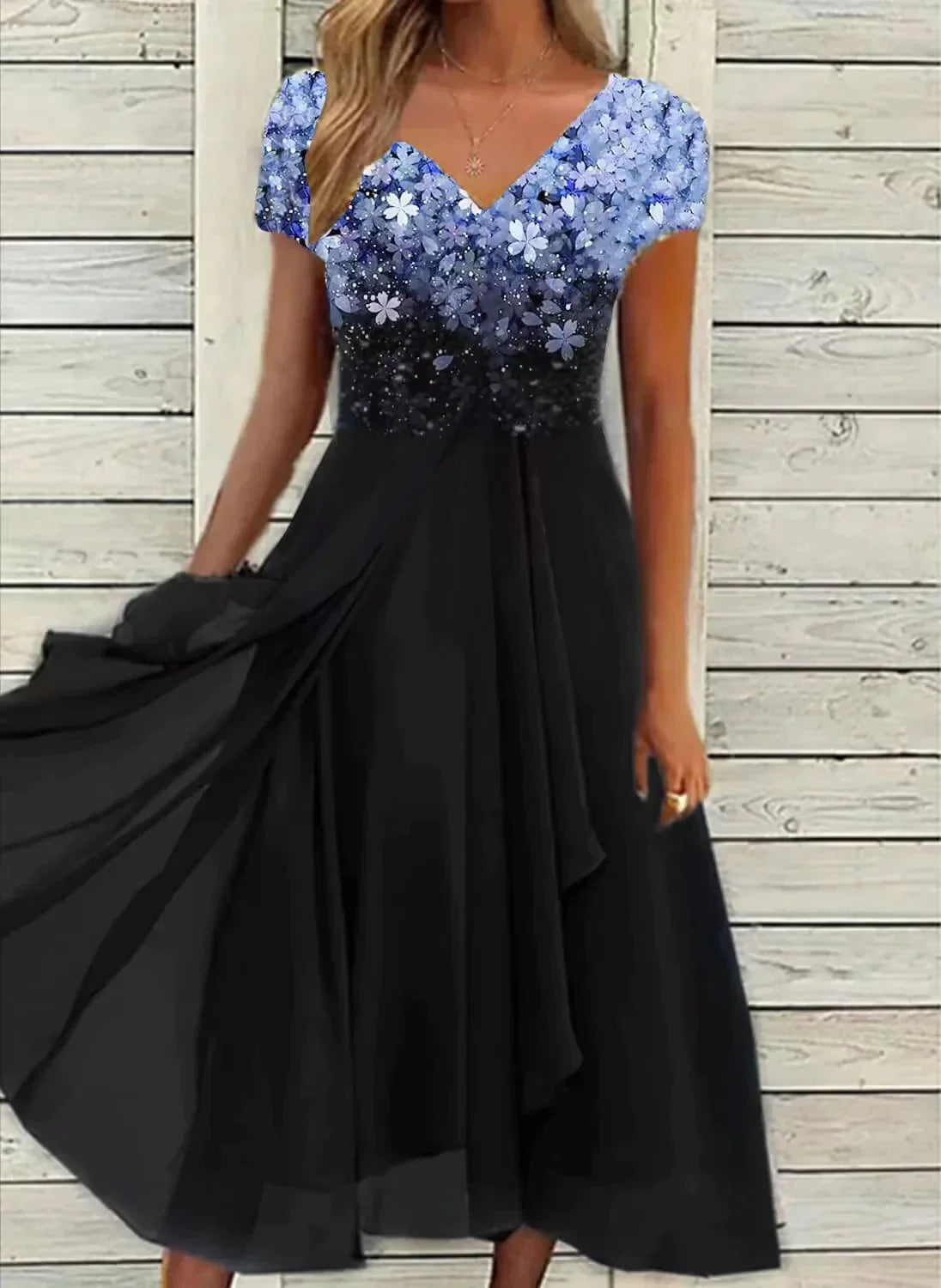Elegant Floral Midi Dress | Women's Cocktail Dress 0