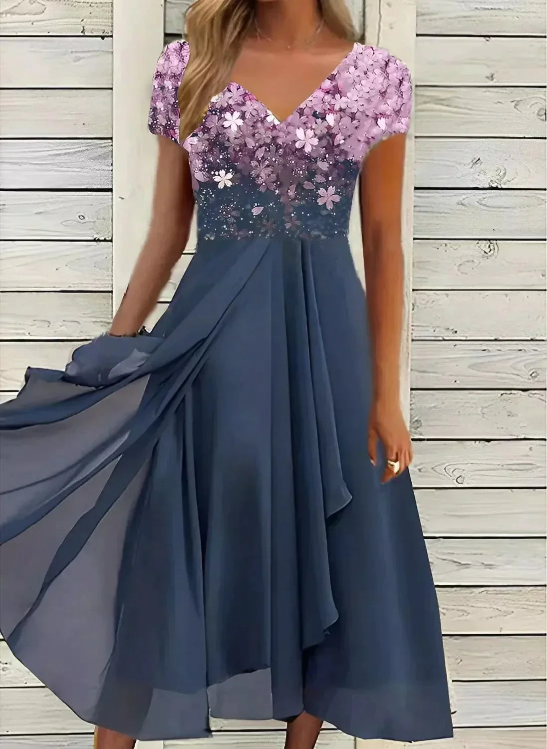 Elegant Floral Midi Dress | Women's Cocktail Dress 3