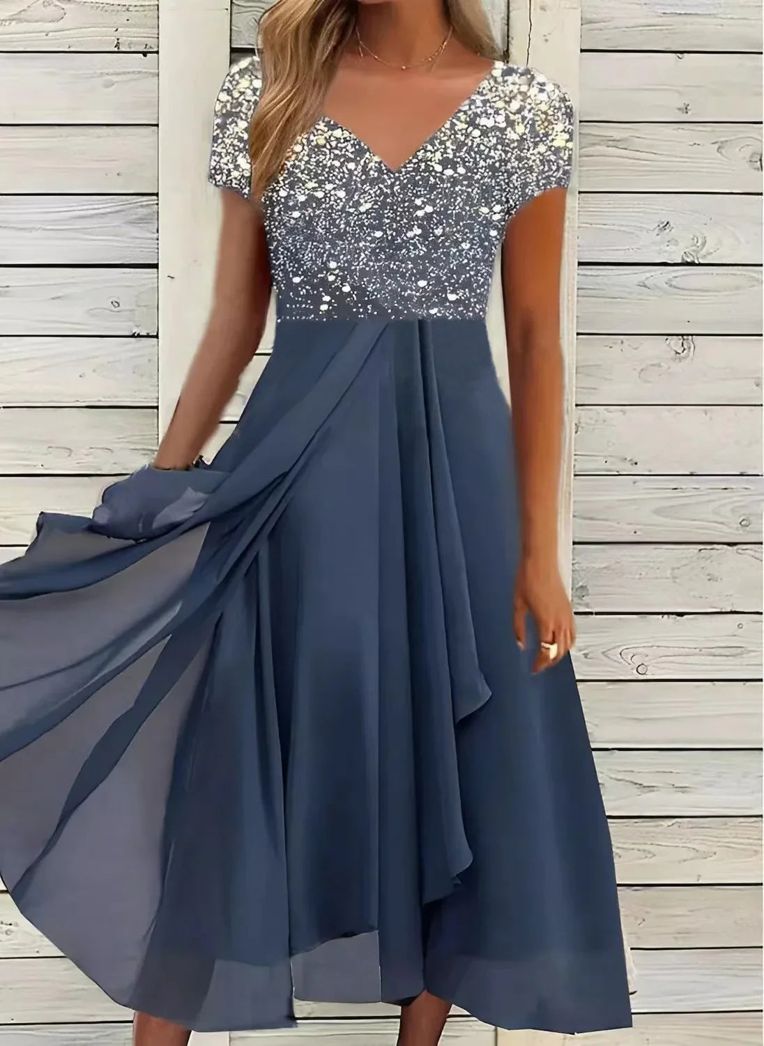 Elegant Floral Midi Dress | Women's Cocktail Dress 4