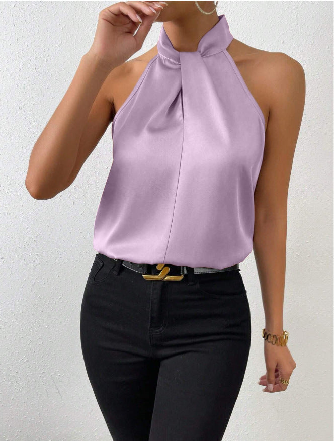 Elegant Knot Collar Top | Women's Flowing Silk Blouse 10