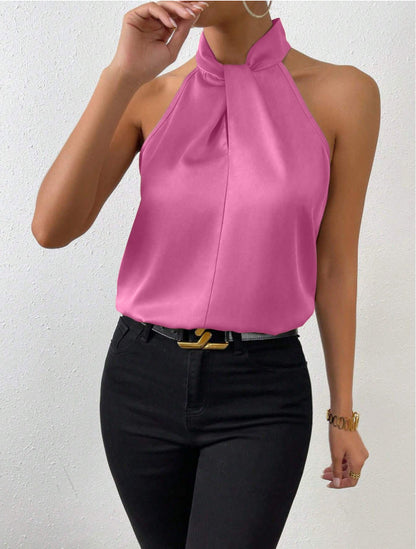 Elegant Knot Collar Top | Women's Flowing Silk Blouse 14
