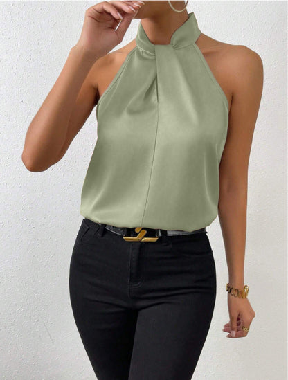 Elegant Knot Collar Top | Women's Flowing Silk Blouse 15