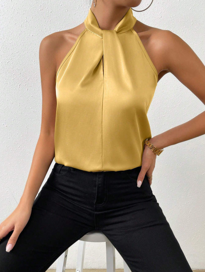 Elegant Knot Collar Top | Women's Flowing Silk Blouse 6