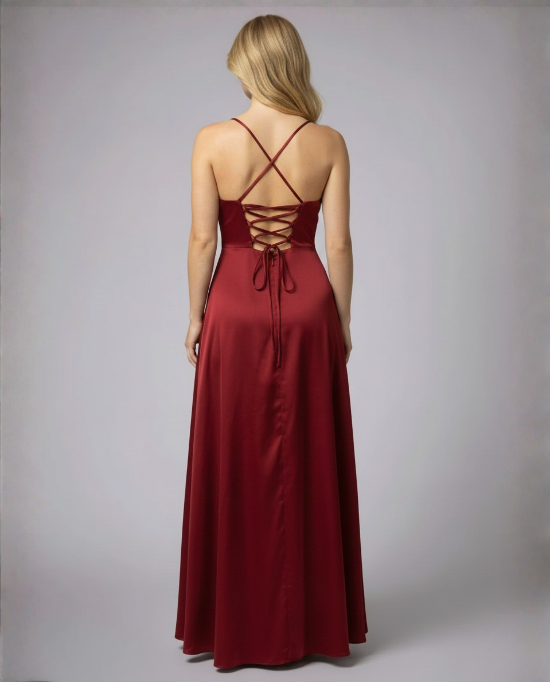 Elegant Silk Maxi Dress | Draped Neckline with Leg Slit 1