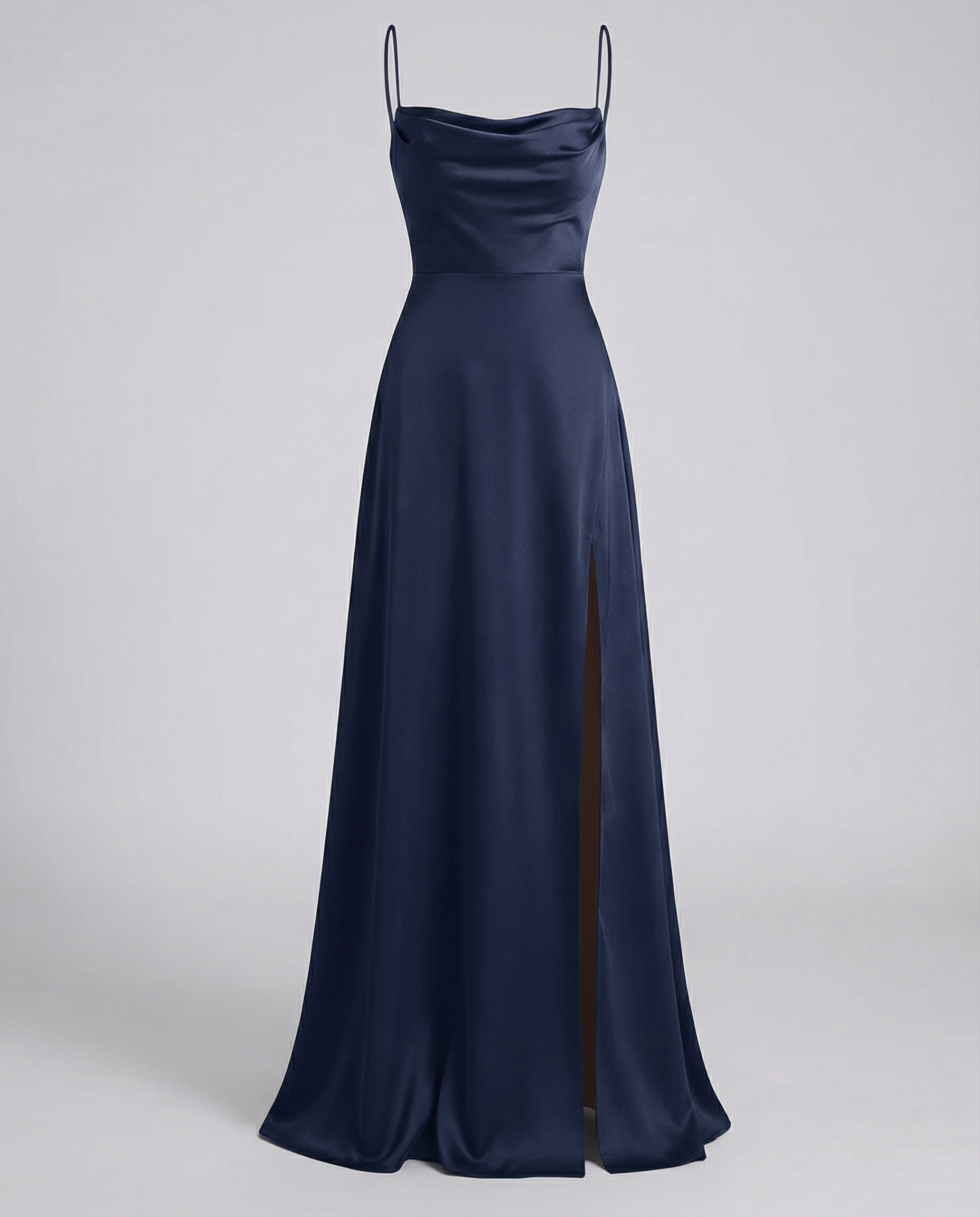 Elegant Silk Maxi Dress | Draped Neckline with Leg Slit 4