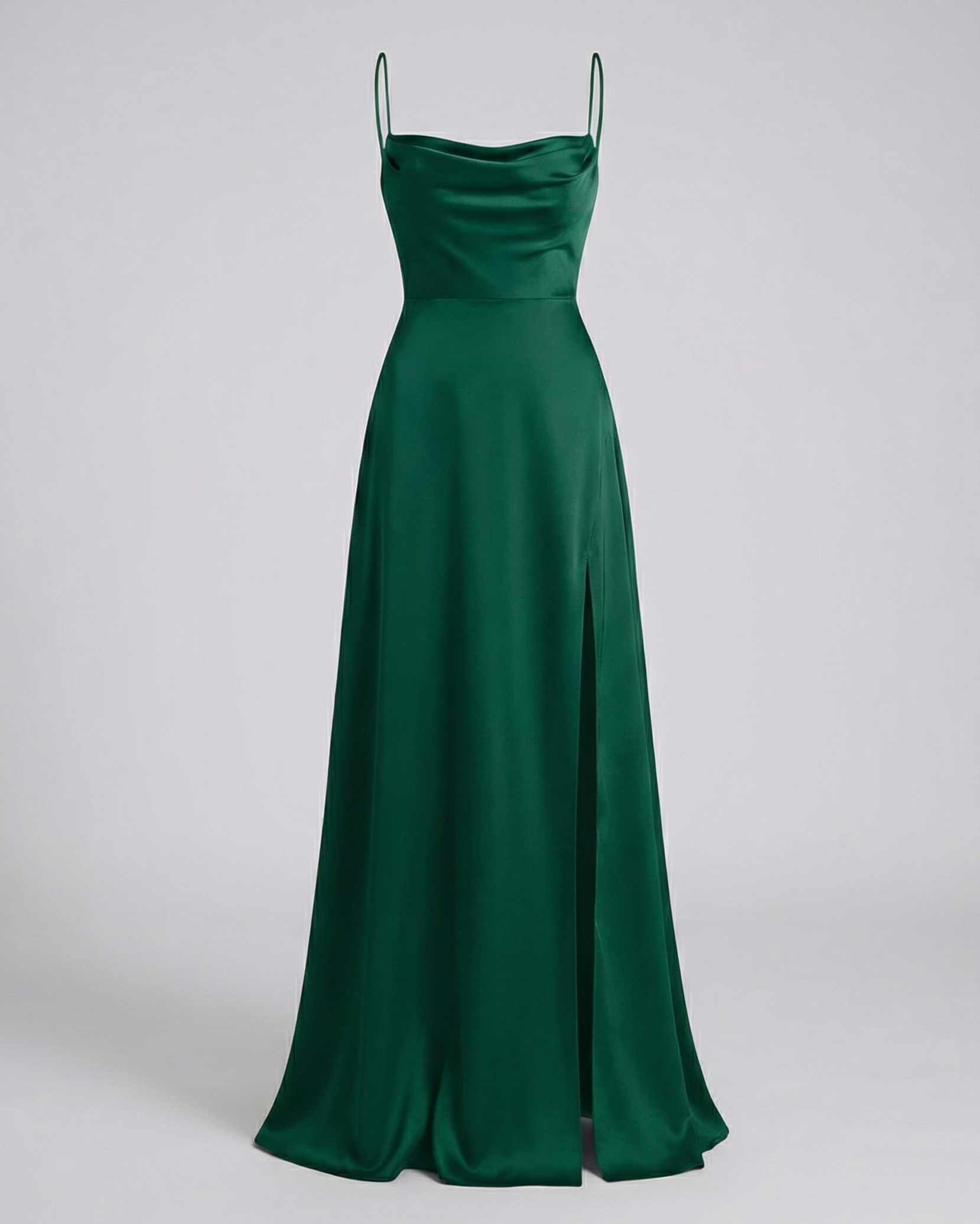 Elegant Silk Maxi Dress | Draped Neckline with Leg Slit 5