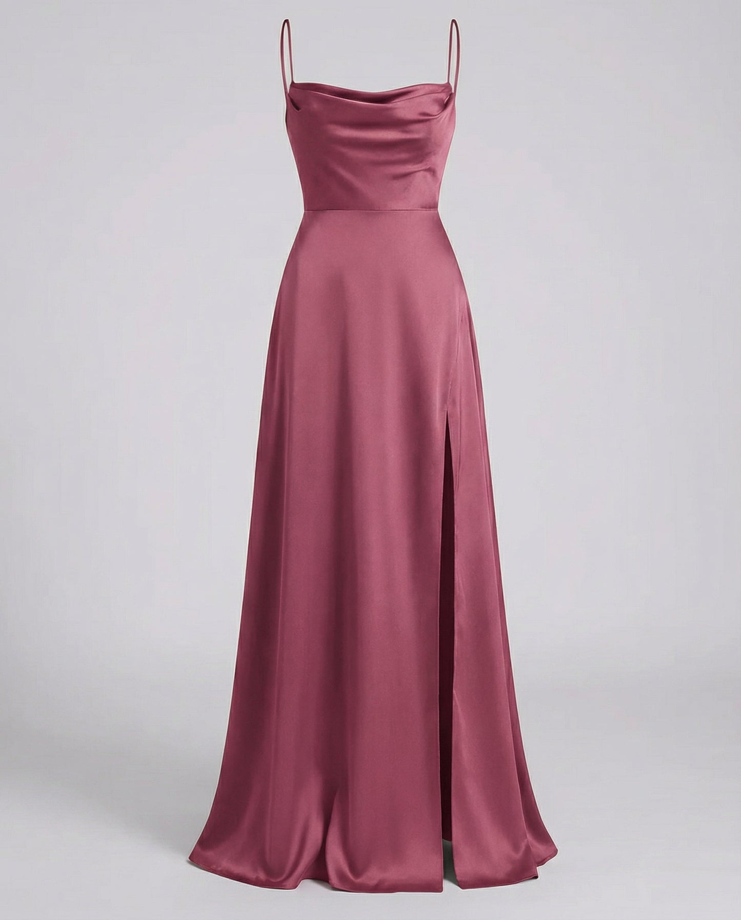 Elegant Silk Maxi Dress | Draped Neckline with Leg Slit 6