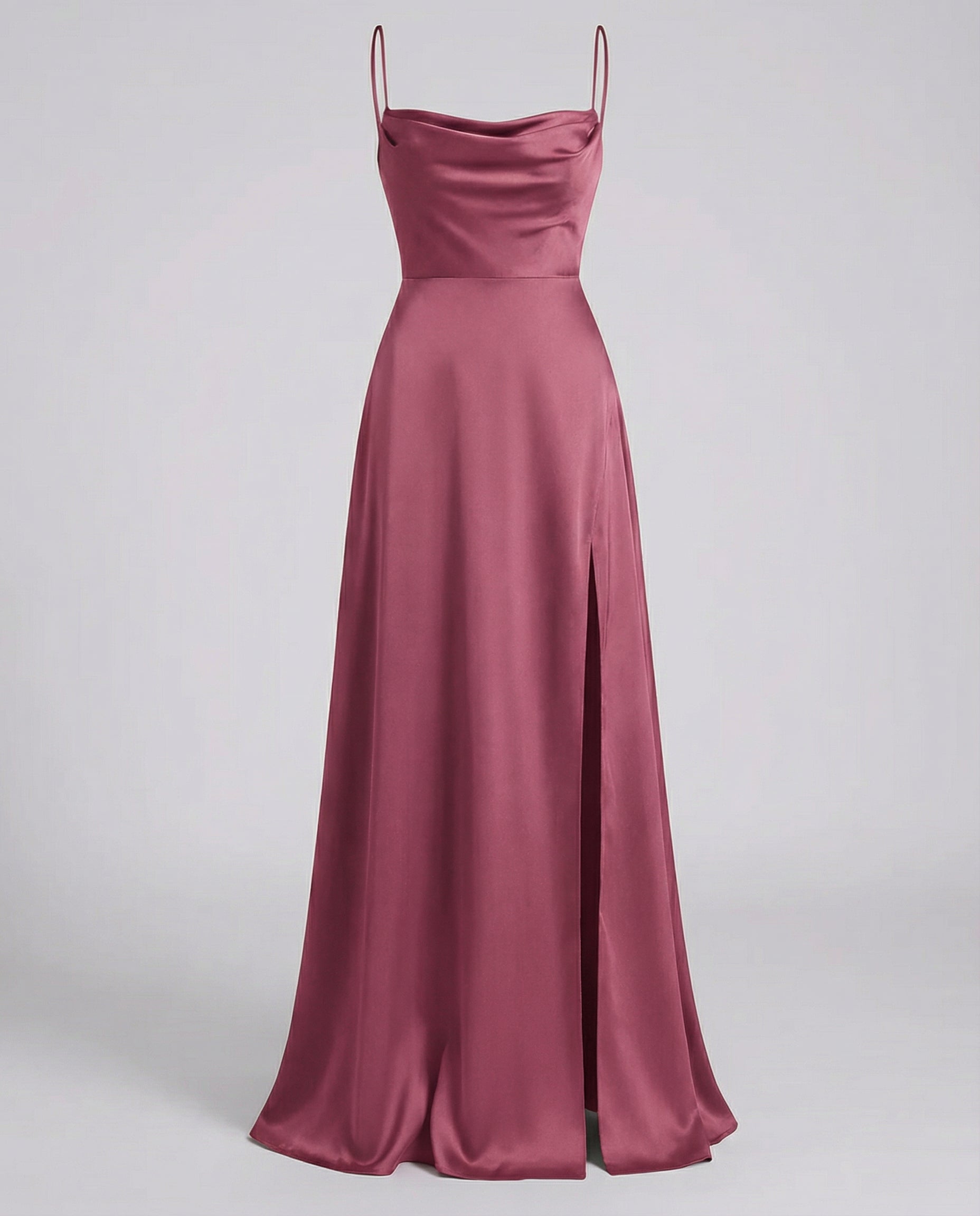 Elegant Silk Maxi Dress | Draped Neckline with Leg Slit 6