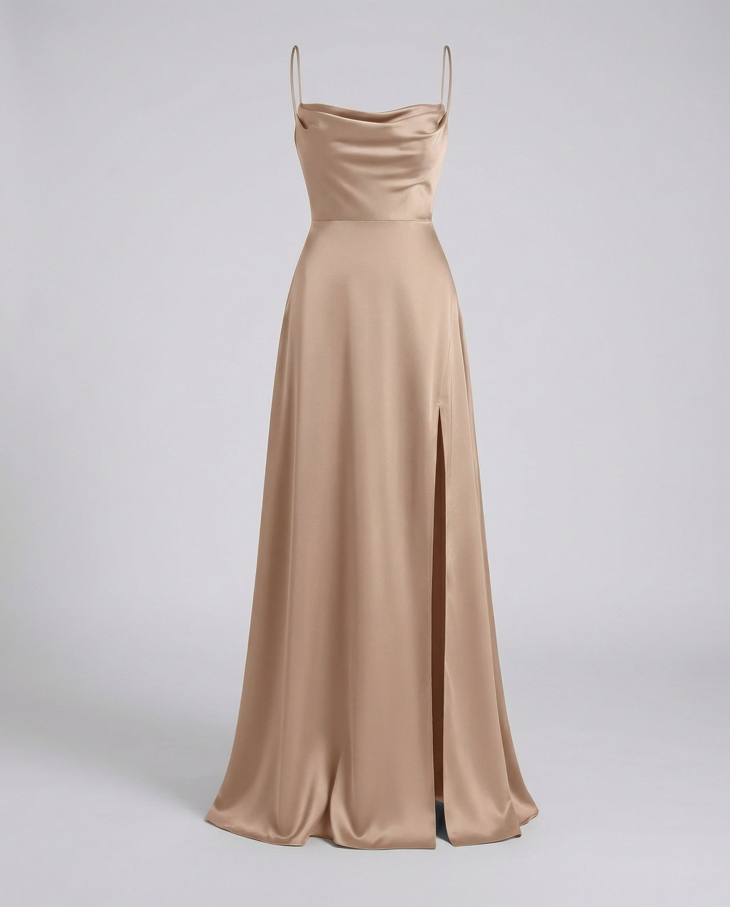 Elegant Silk Maxi Dress | Draped Neckline with Leg Slit 7