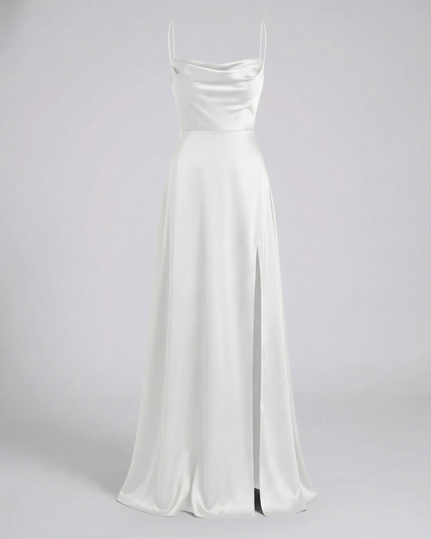 Elegant Silk Maxi Dress | Draped Neckline with Leg Slit 8