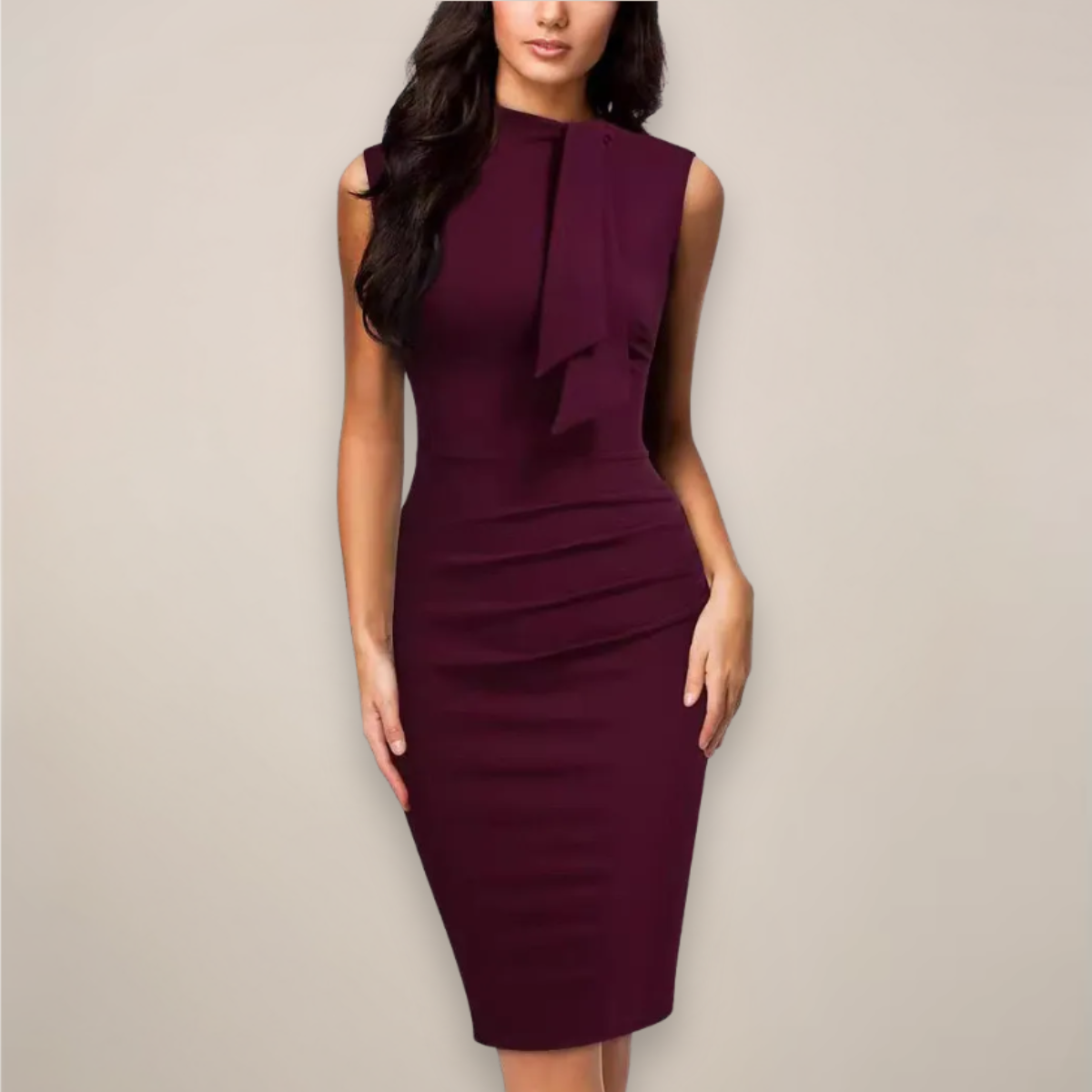 Elegant V-Neck Wrap Midi Dress | Women's Cocktail Dress 0