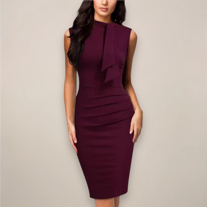 Elegant V-Neck Wrap Midi Dress | Women's Cocktail Dress 0
