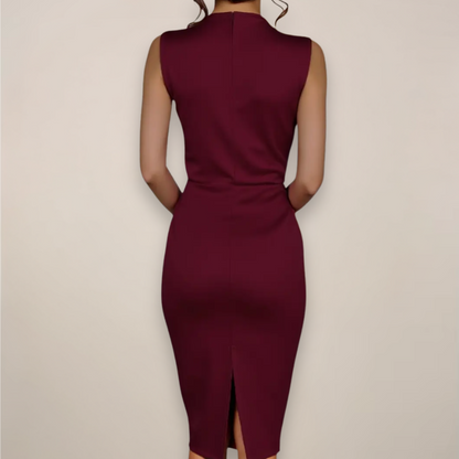 Elegant V-Neck Wrap Midi Dress | Women's Cocktail Dress 1