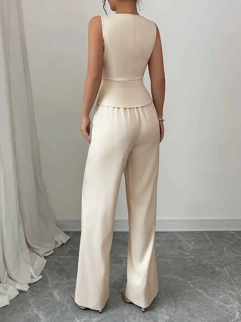 Elegant Wide-Leg Trouser Set | Women's Tailored Outfit 1