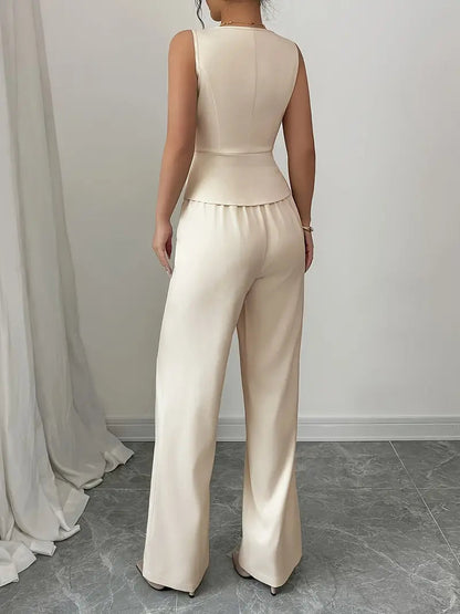 Elegant Wide-Leg Trouser Set | Women's Tailored Outfit 1