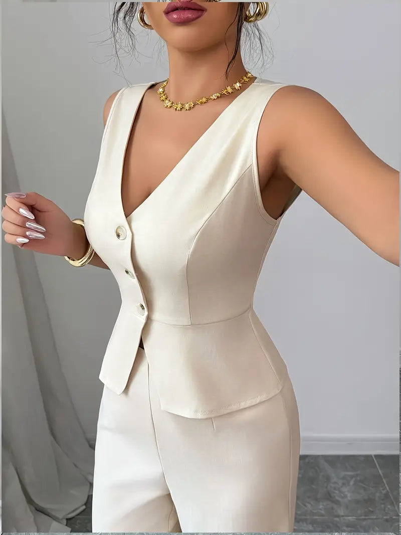 Elegant Wide-Leg Trouser Set | Women's Tailored Outfit 2