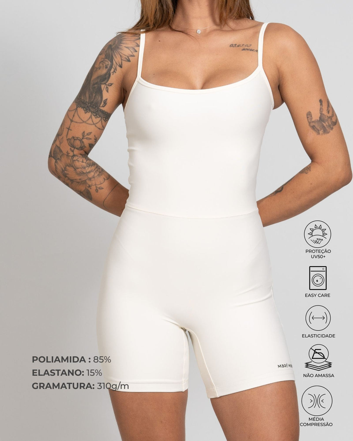 Fitness Balance Romper | Off White | Size S | Polyamide Elastane 6