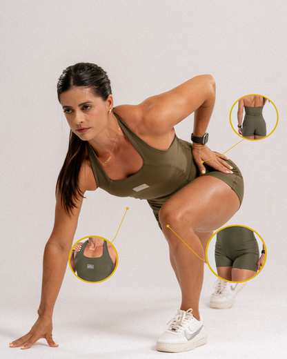Fitness Romper | Halter Neck Moss Green Size S Polyamide Elastane 4