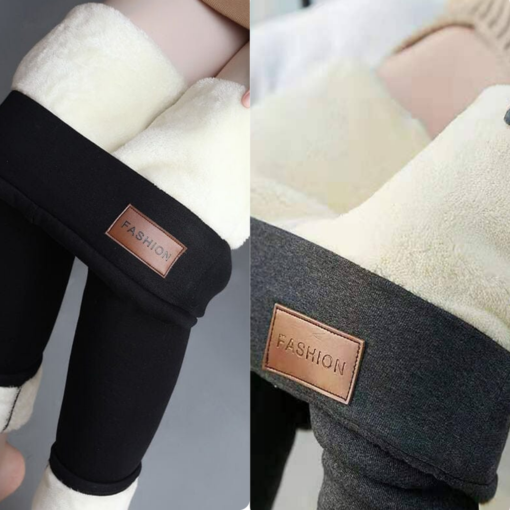 Fleece Lined Thermal Leggings | Black Size XL Polyester 7