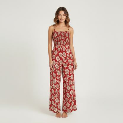 Elegancia Floral | Mono para Mujeres con Cuerpo Fruncido