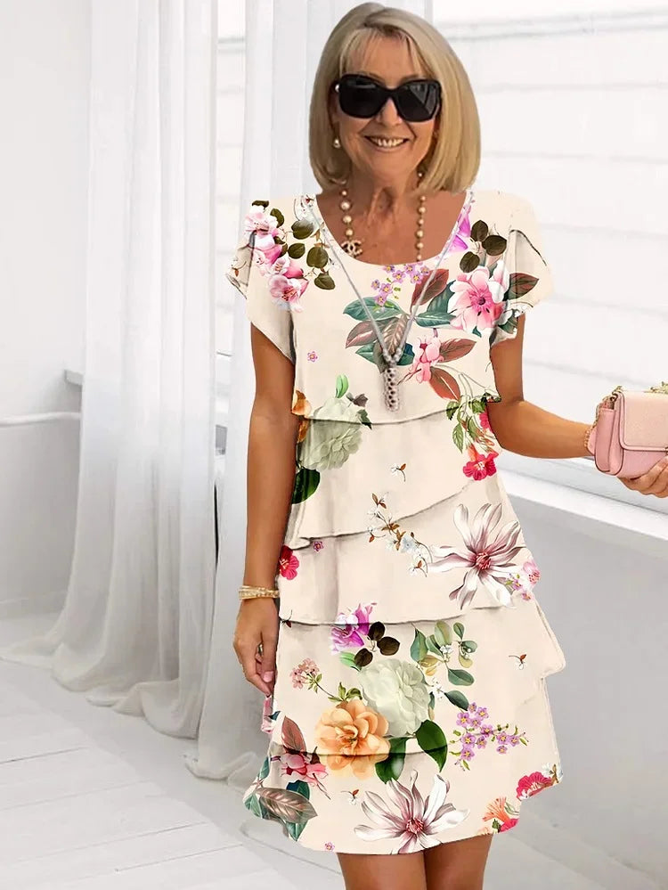 Floral Ruffle Dress | Women's Elegant Pleated Dress 3