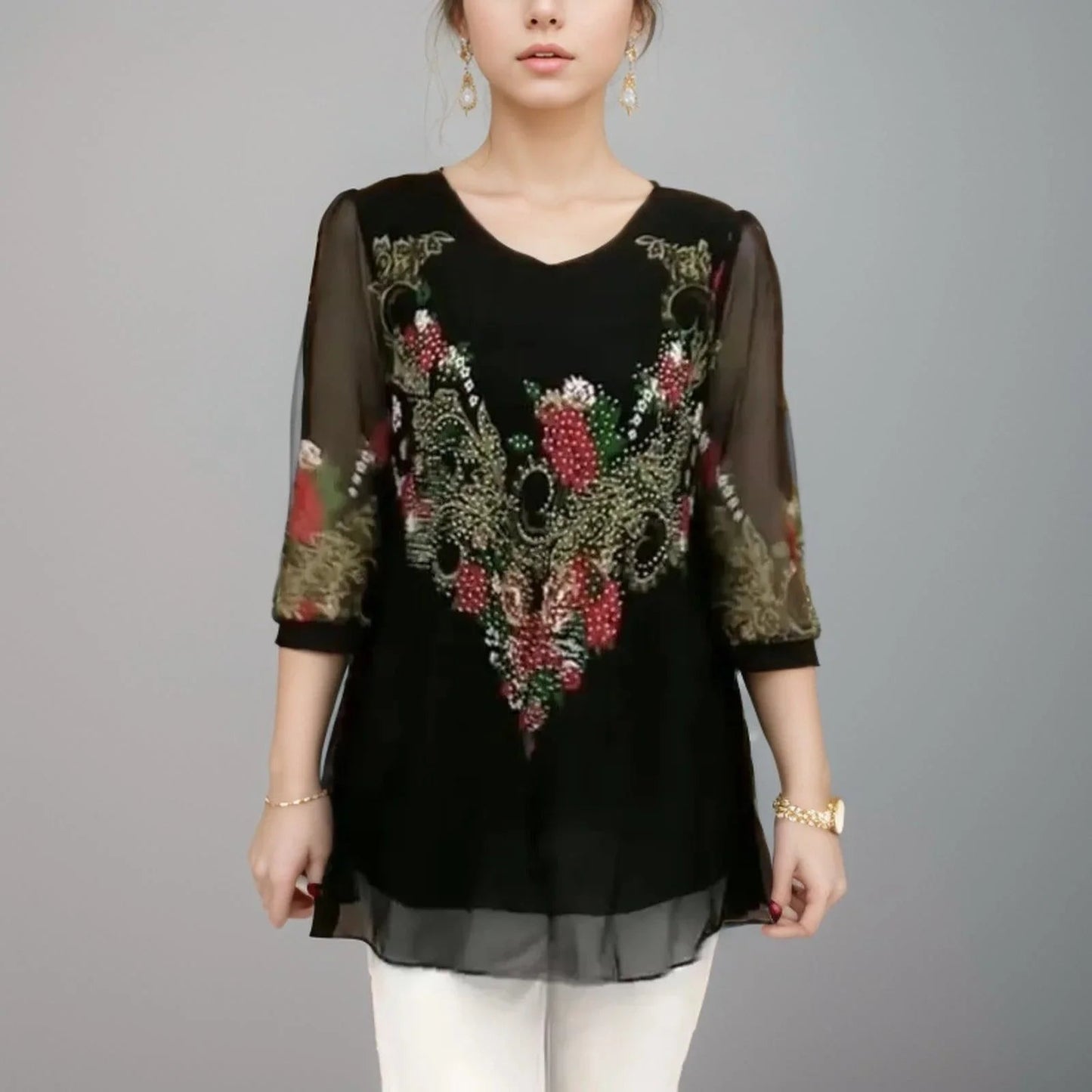 Giardino Double Layer Blouse | White Chiffon Size M 0