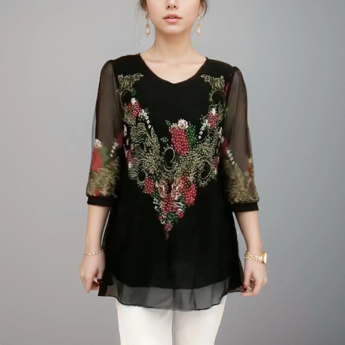 Giardino Double Layer Blouse | White Chiffon Size M 0