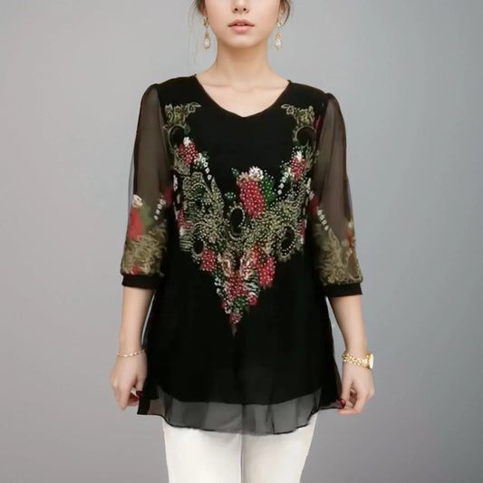 Giardino Double Layer Blouse | White Chiffon Size M 0