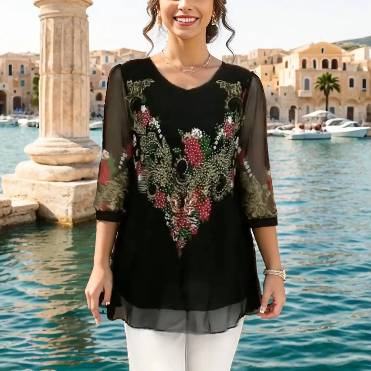 Giardino Double Layer Blouse | White Chiffon Size M 4