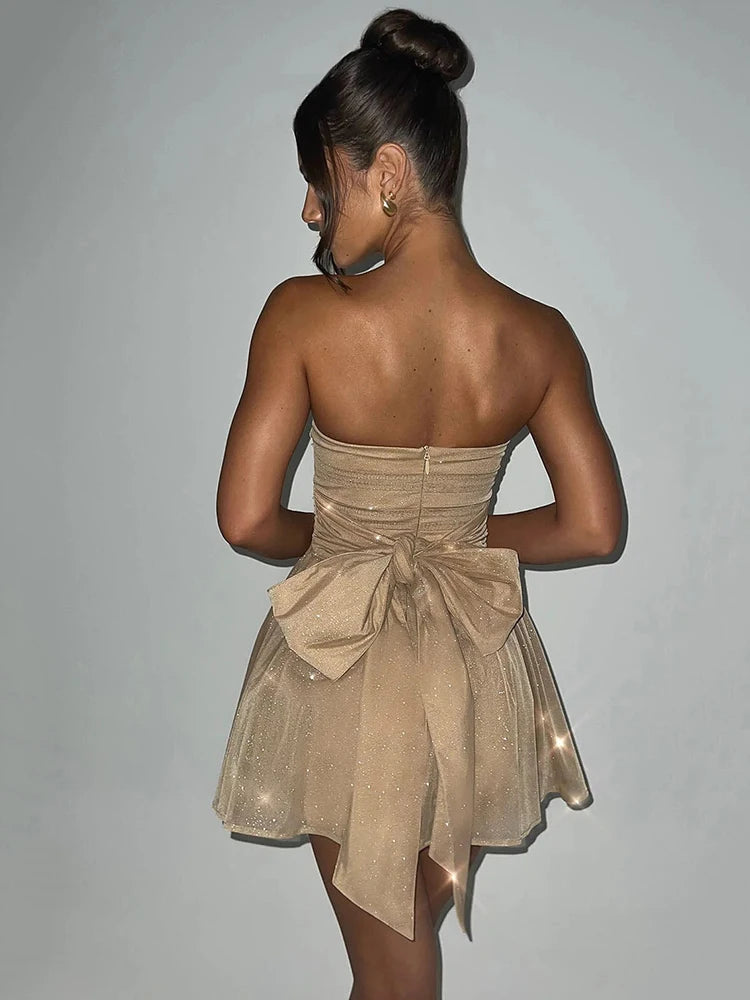 Glitter Strapless Short Dress | Modern Glam Evening Wear 4