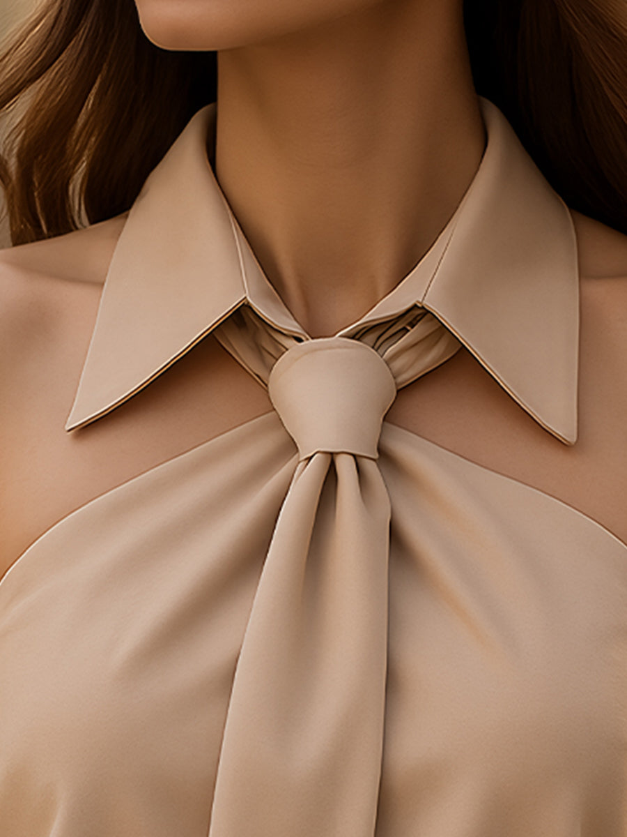 Halter Blouse with Neck Tie | Women's Sleeveless Top 1