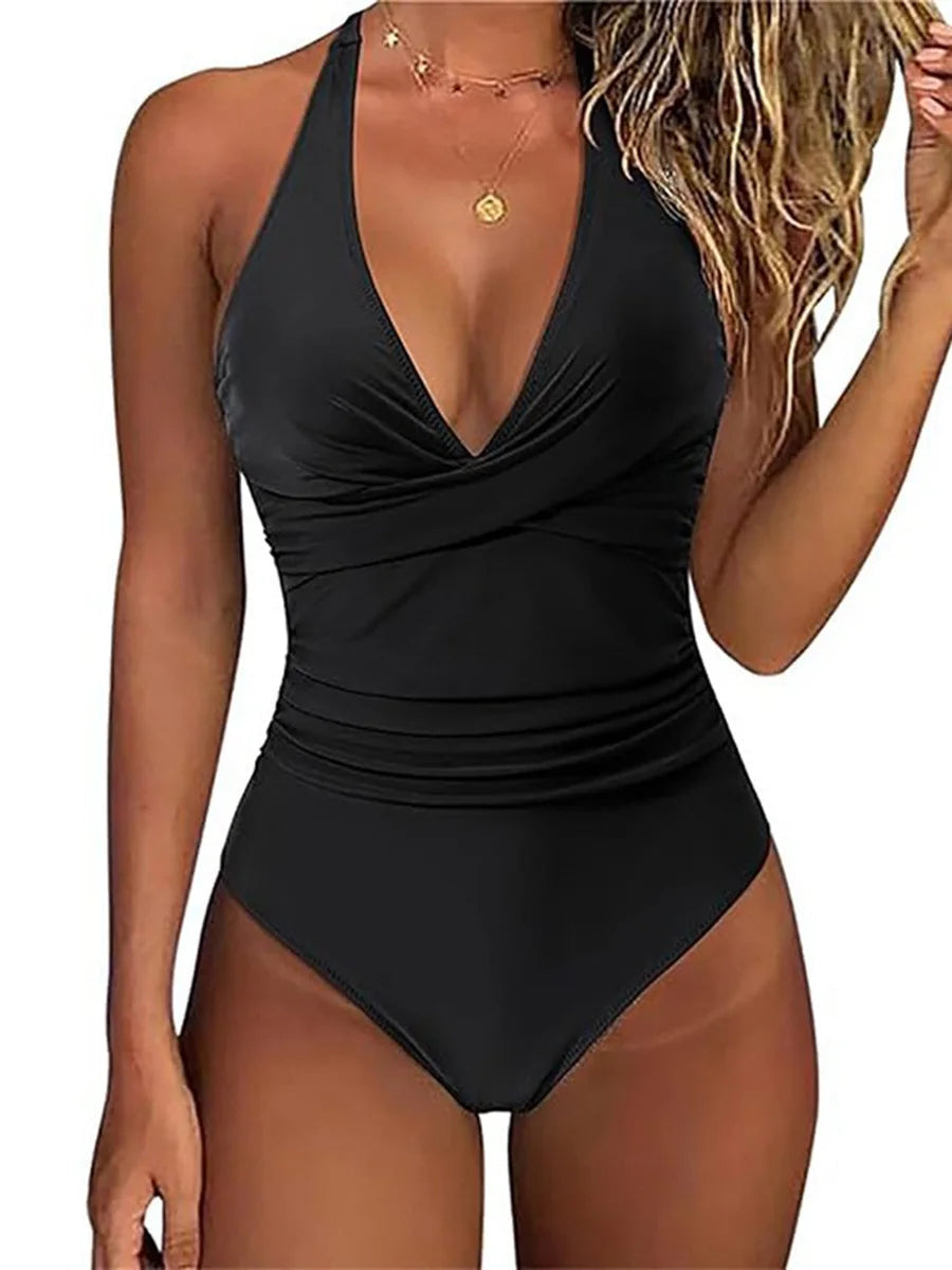 Halterneck Ruffled Swimsuit | One-Piece Swimwear 5