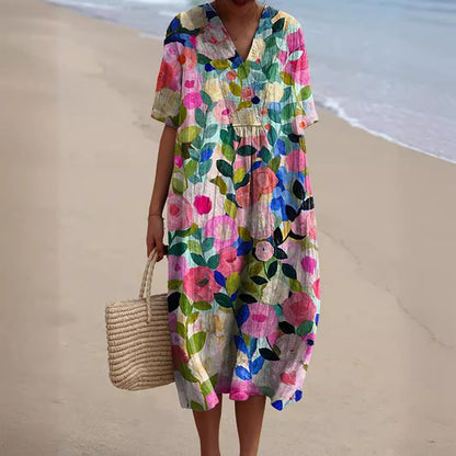 Hannah Floral V-Neck | Women's Summer Dress 0