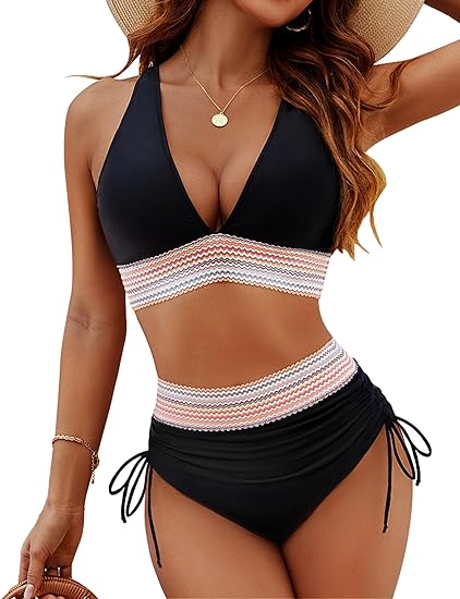 High Waisted Bikini Set | Women's High Cut Swimwear 0