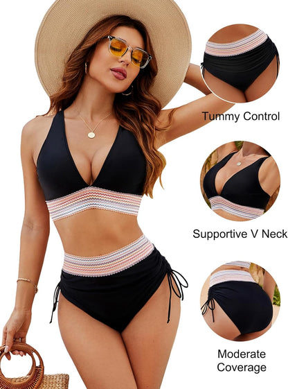 High Waisted Bikini Set | Women's High Cut Swimwear 4