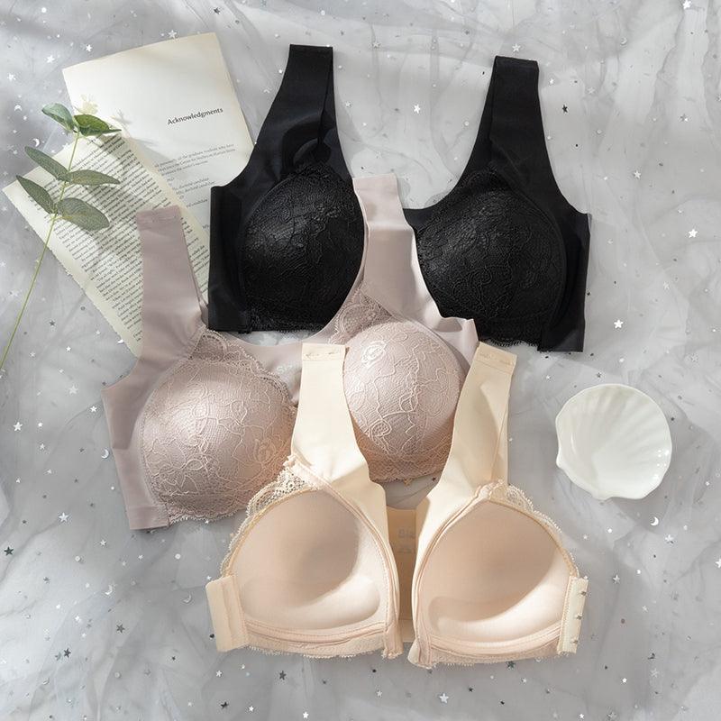 Ice Silk Bra with Front Closure and Lace Details 1